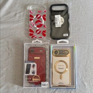 iPhone Air Cases. Red with lips ,Gold Magnetic,Black with mirror,Red with strap